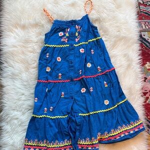 Boden Vibrant Blue Kids Romper with Floral Accents